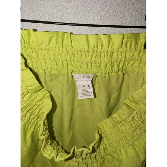 J Crew Lime Green Mini Skirt Paper Bag‎ Waist Women's Size 4 - Picture 3 of 3